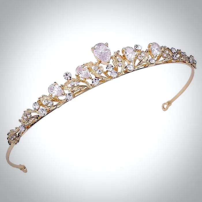 "Rochelle" - Wedding Cubic Zirconia Tiara - Available in Silver, Rose Gold and Yellow Gold