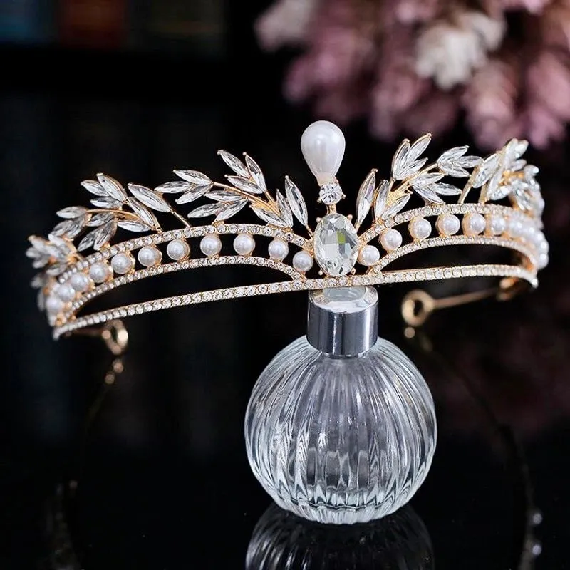 "Toscana" - Pearl and Crystal Bridal Tiara - Available in Silver and Gold