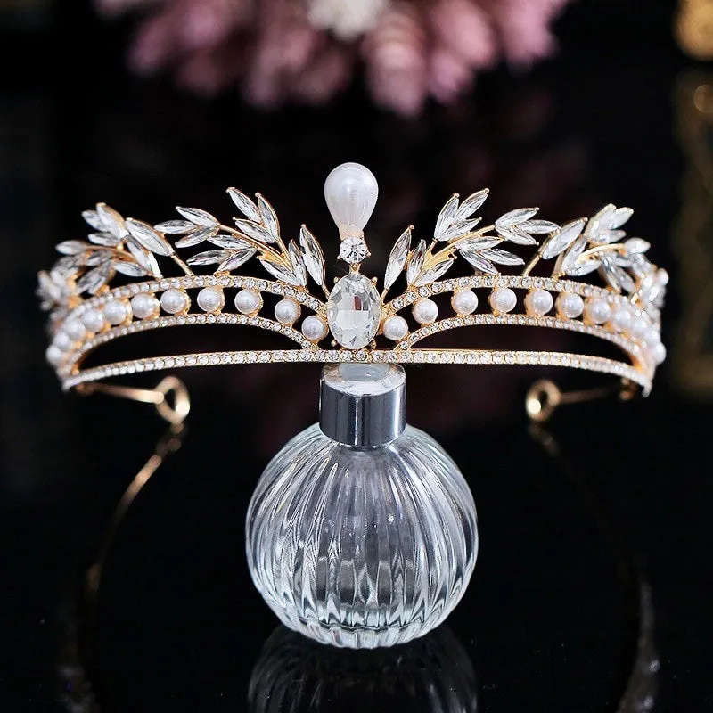 "Toscana" - Pearl and Crystal Bridal Tiara - Available in Silver and Gold