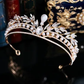 "Toscana" - Pearl and Crystal Bridal Tiara - Available in Silver and Gold