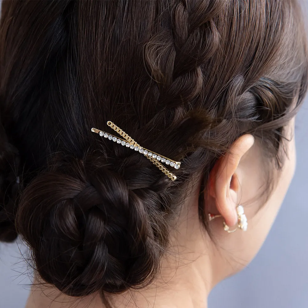 Rhinestone Cross Hairpin Set
