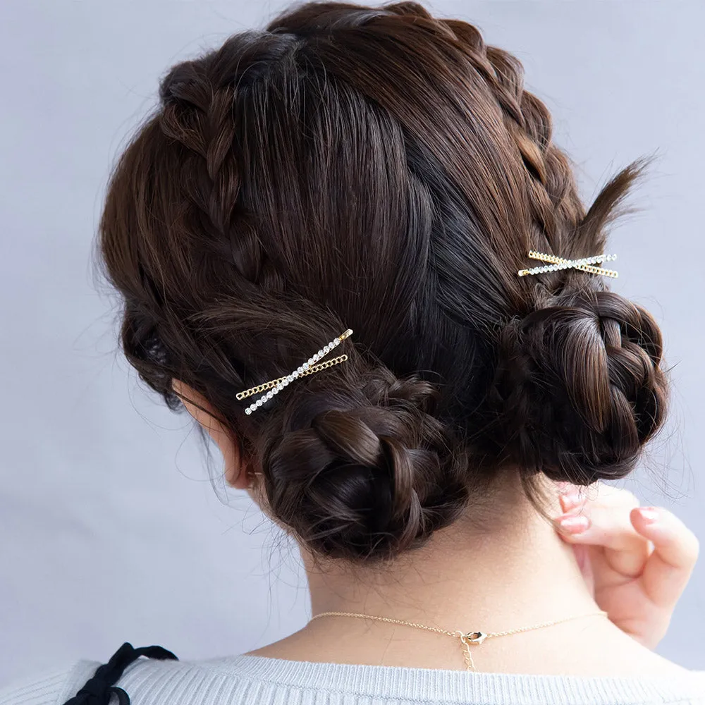 Rhinestone Cross Hairpin Set