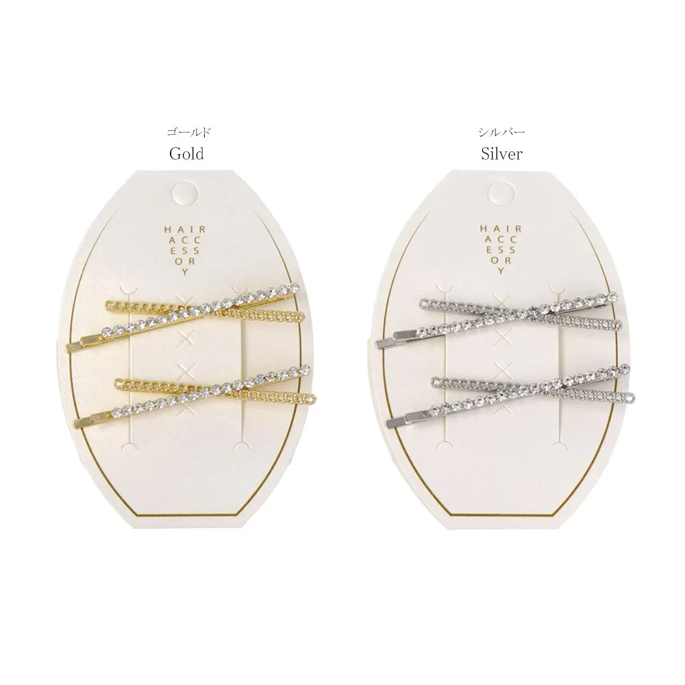 Rhinestone Cross Hairpin Set