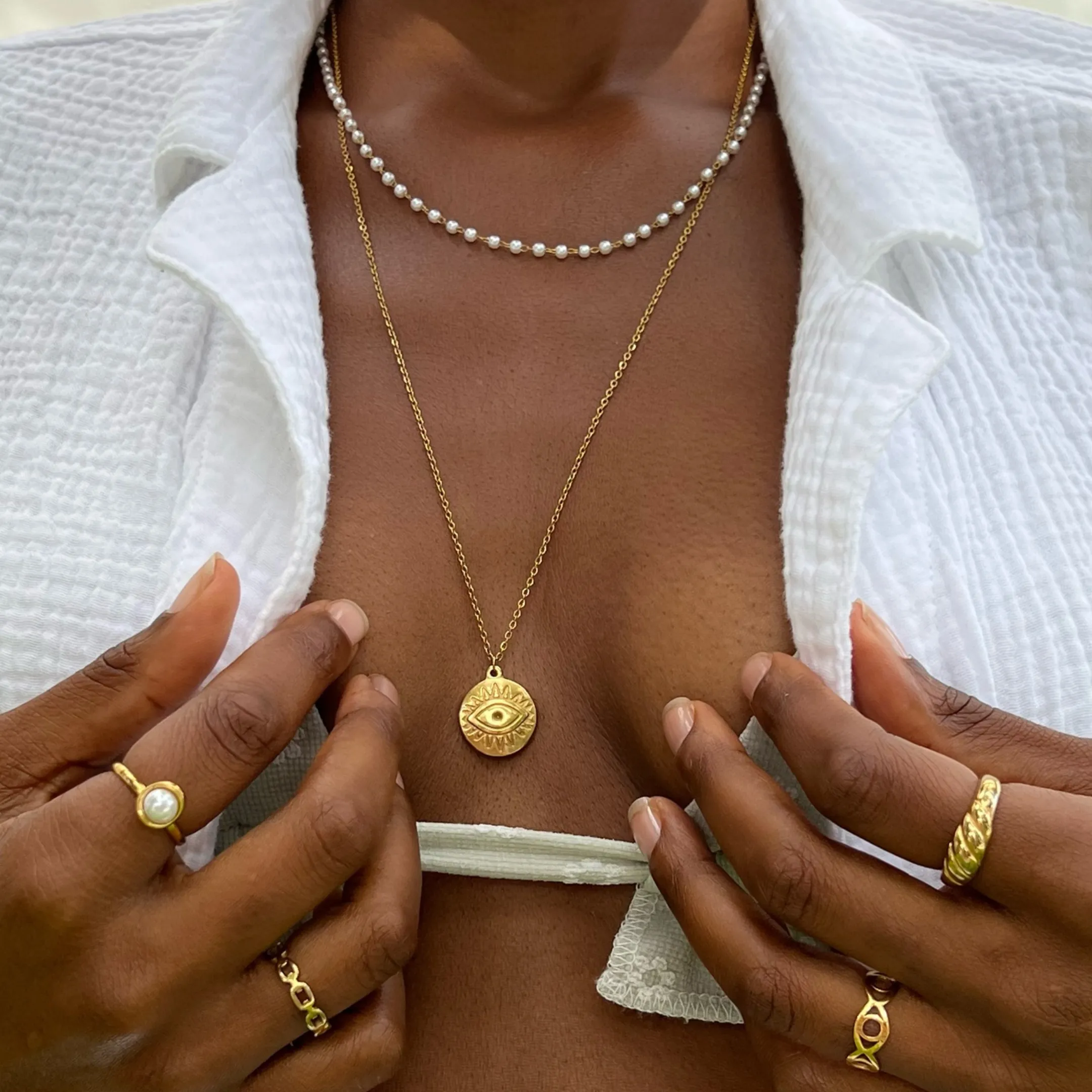 Sheena Dainty Pearl Choker Necklace