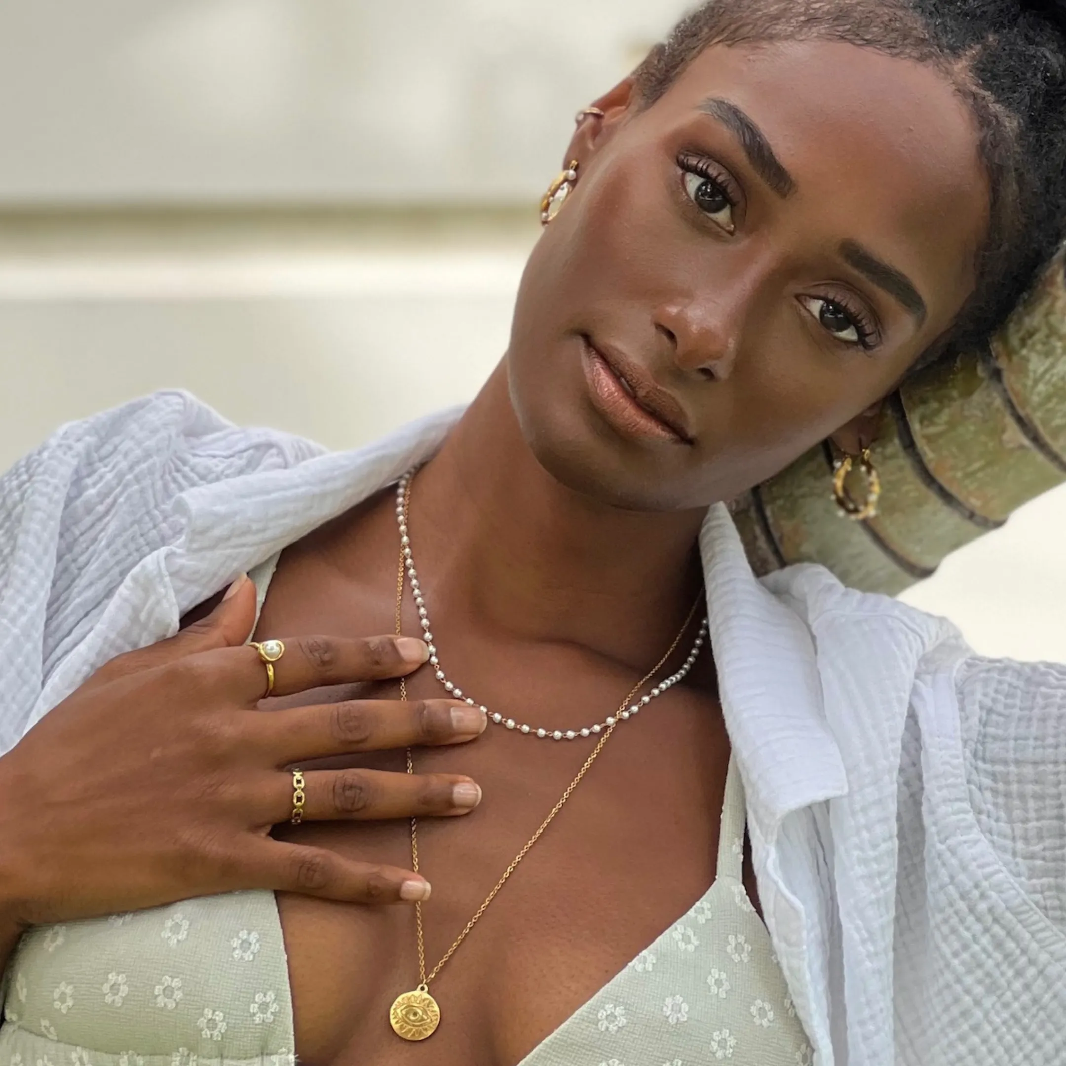 Sheena Dainty Pearl Choker Necklace