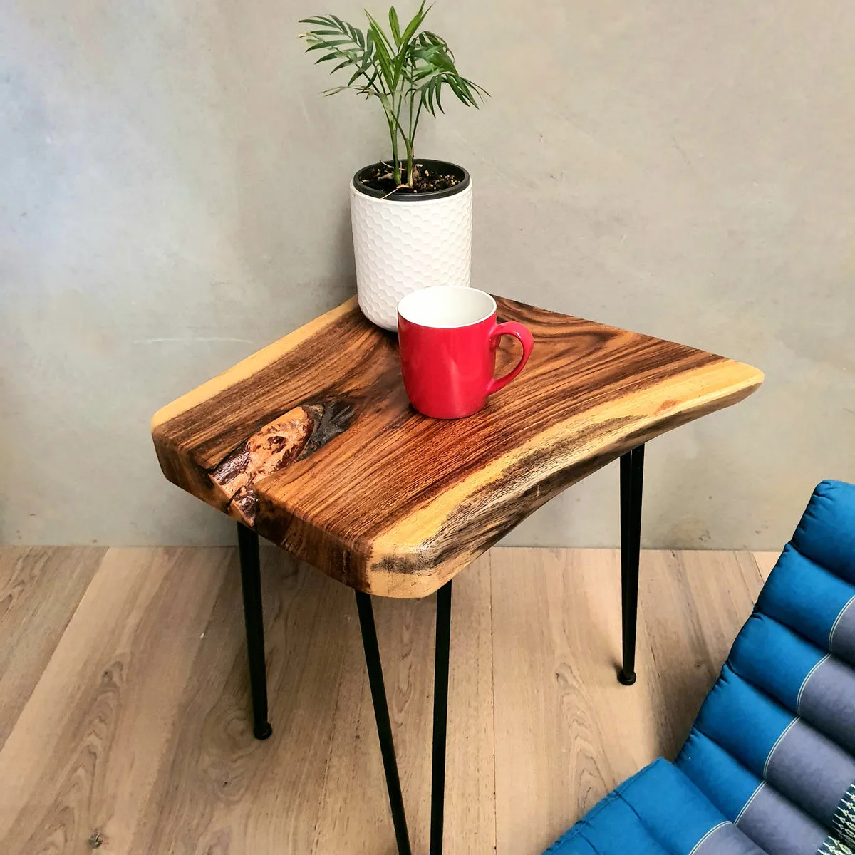 Small coffee table, Live Edge Wooden Side Table / Corner Table / Plant or book Stand Raintree Wood
