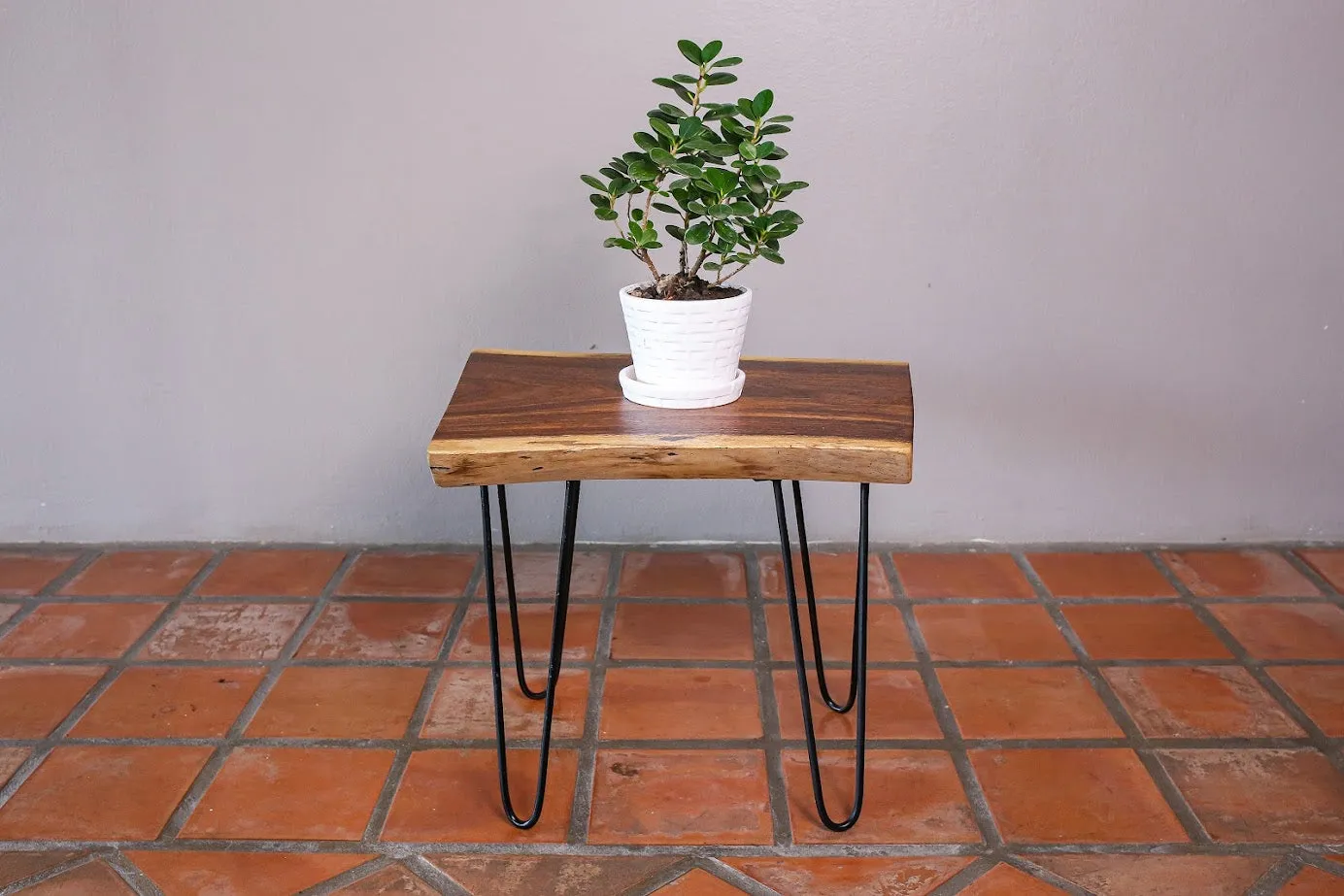 Small coffee table, Live Edge Wooden Side Table / Corner Table / Plant or book Stand Raintree Wood