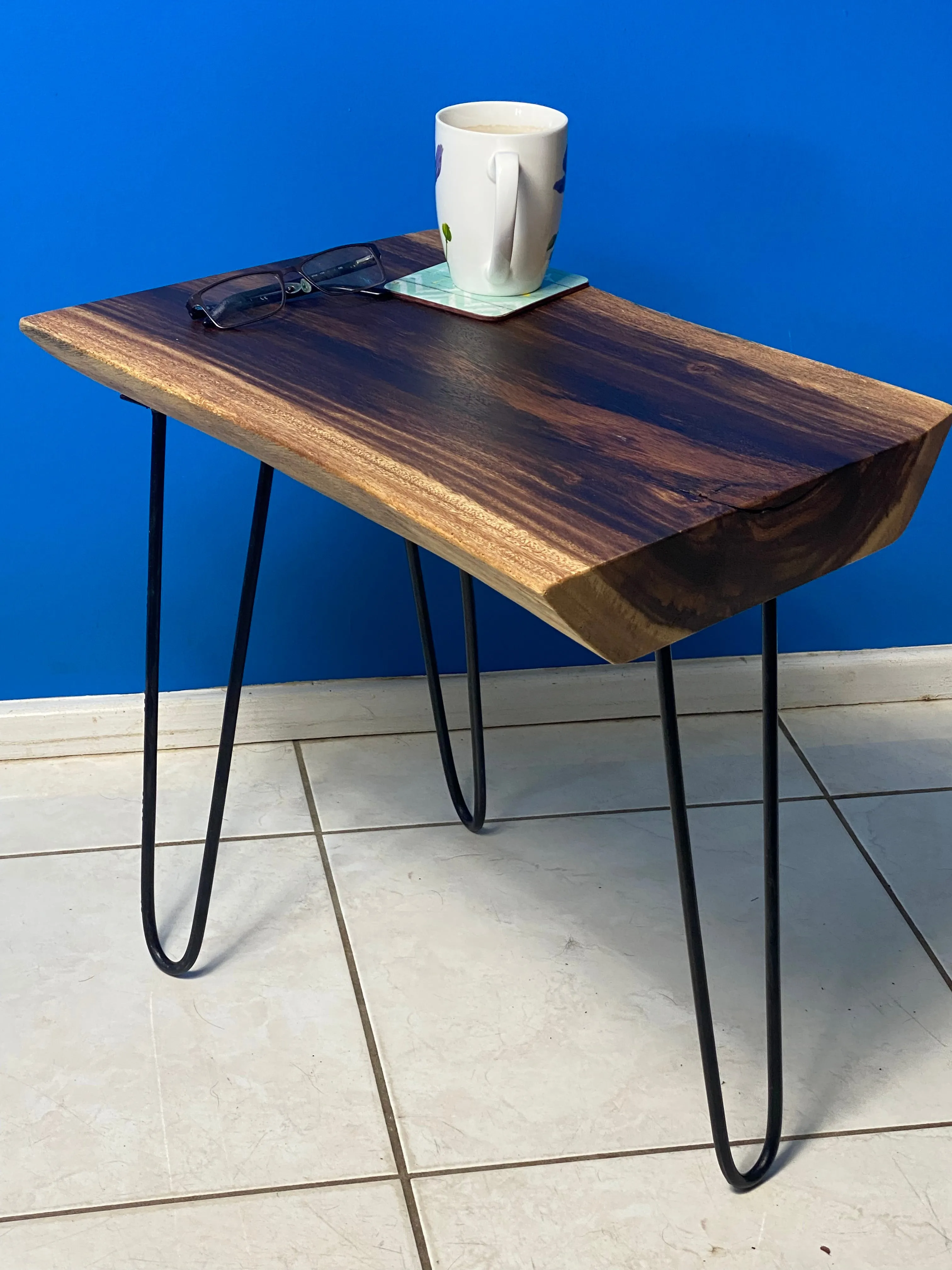 Small coffee table, Live Edge Wooden Side Table / Corner Table / Plant or book Stand Raintree Wood