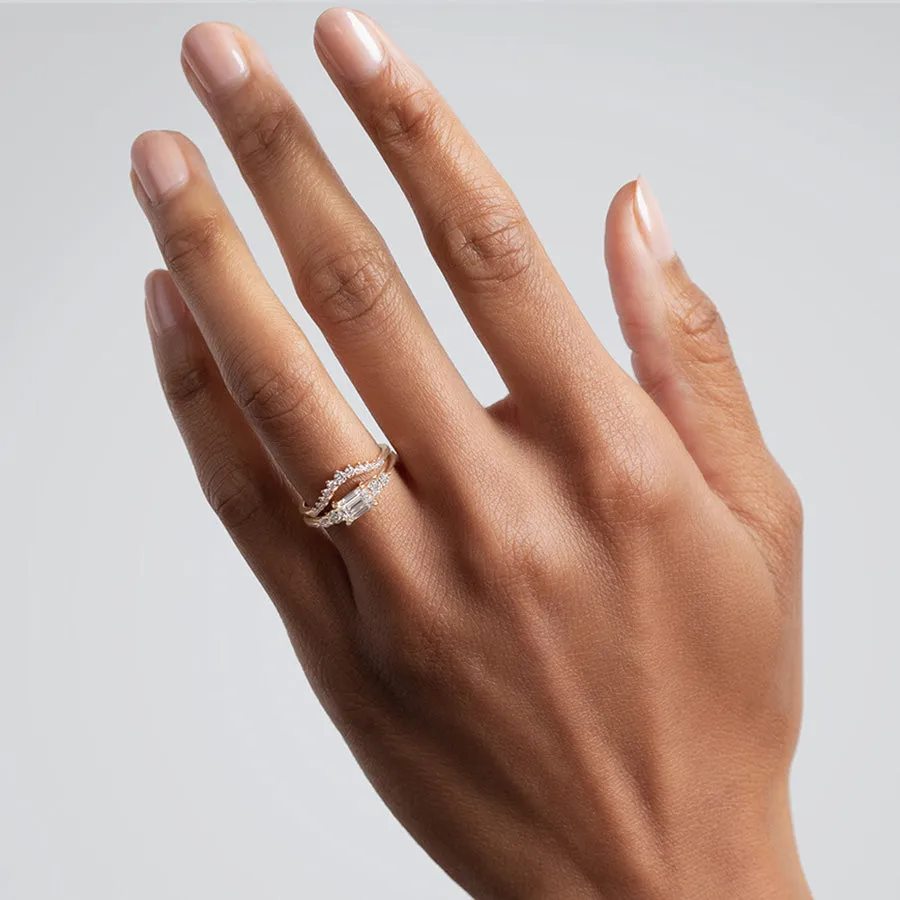 Starlight Tiara Curve Band - 14k Gold & White Diamond