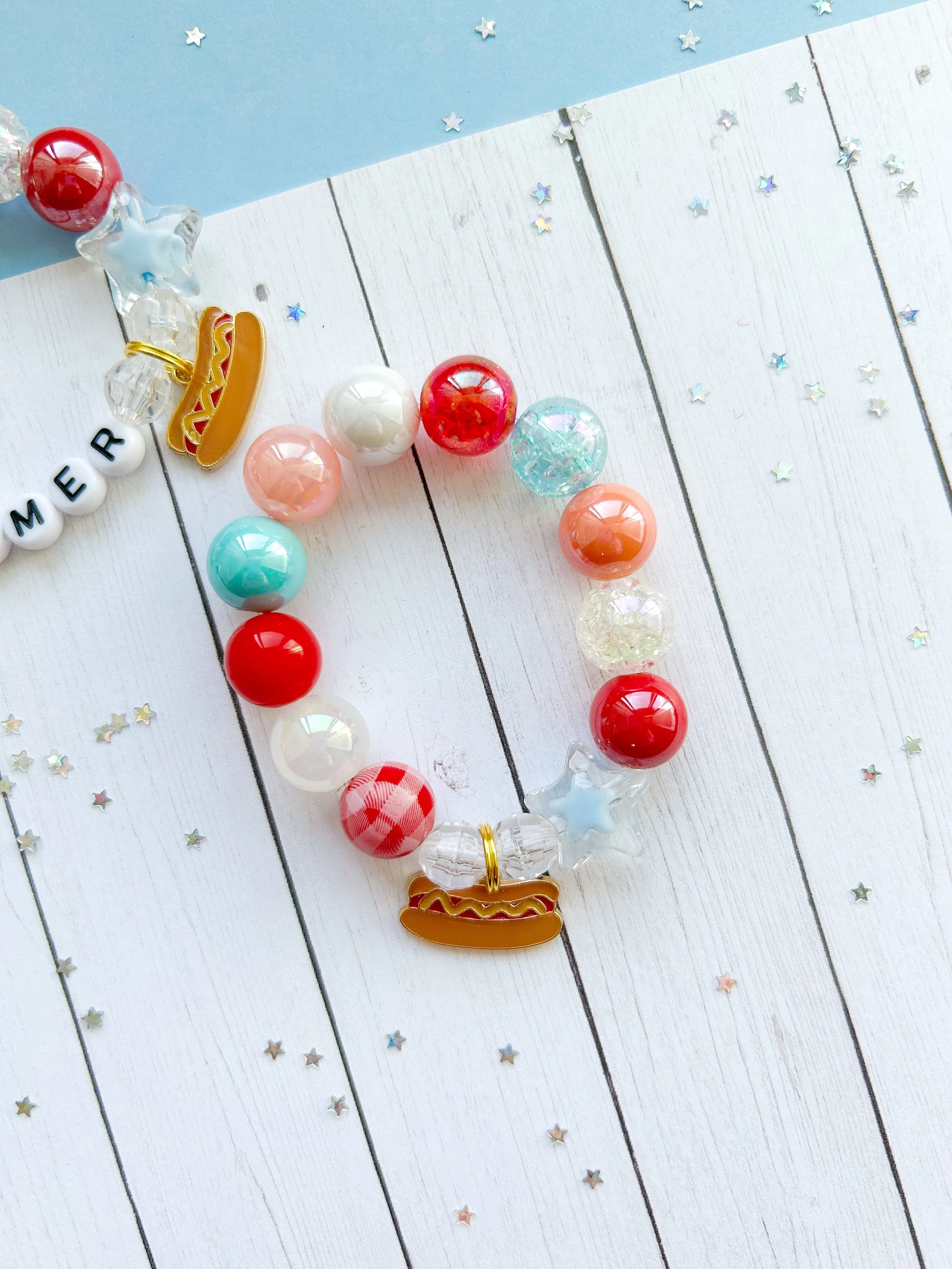 Summer Hot Dog Charm Bracelet - Customizable