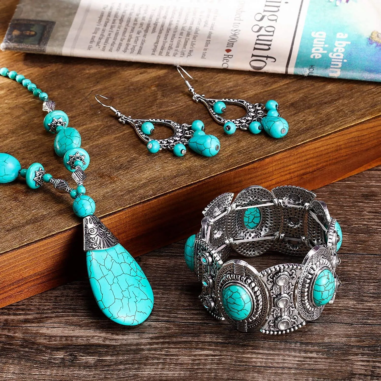 Trendy Bohemian Turquoise Jewelry Set