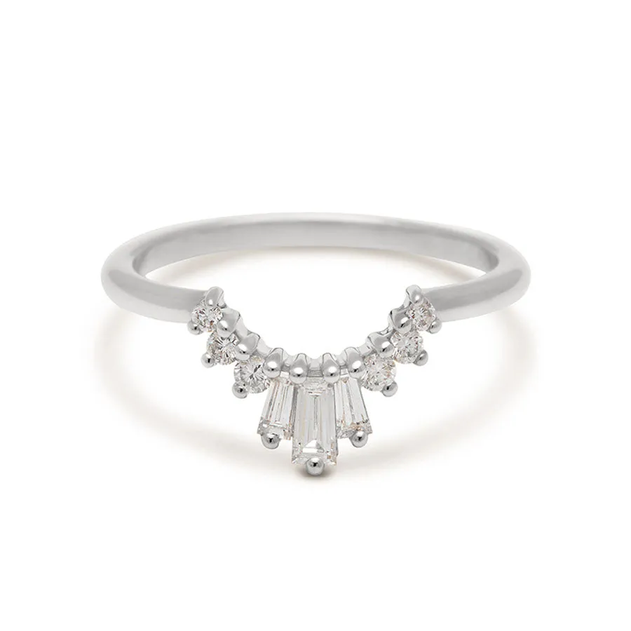 Triple Baguette Tiara Band - 14k Gold & White Diamond