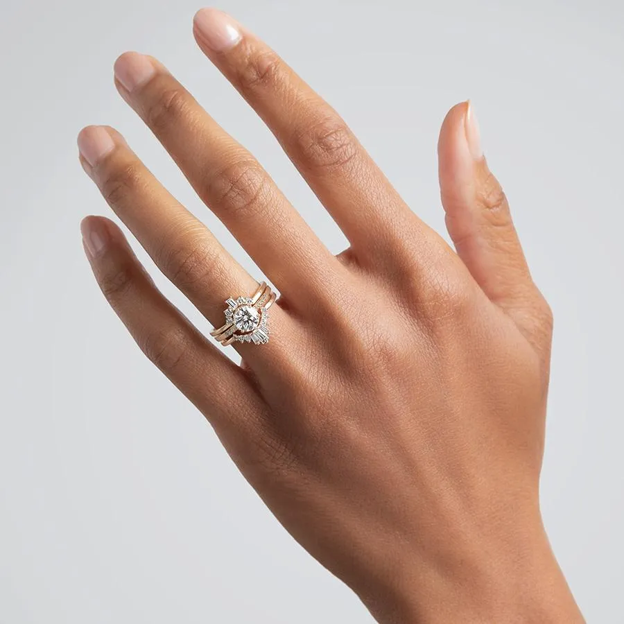 Triple Baguette Tiara Band - 14k Gold & White Diamond