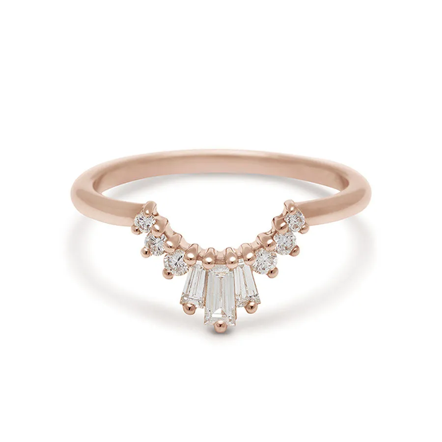 Triple Baguette Tiara Band - 14k Gold & White Diamond
