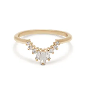 Triple Baguette Tiara Band - 14k Gold & White Diamond