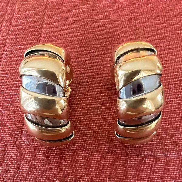 Vintage Two Toned Bulgari Hoop Earrings